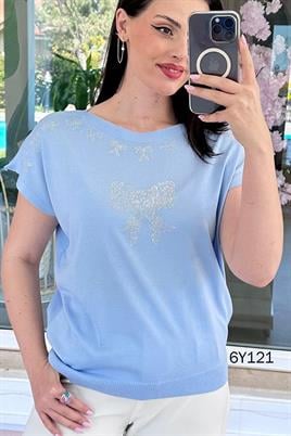 Taş İşlemeli Merserize Bluz