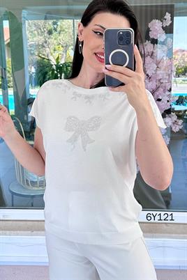 Taş İşlemeli Merserize Bluz