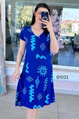 V Yaka Viskon Elbise