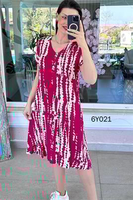 V Yaka Viskon Elbise