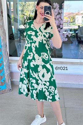 V Yaka Viskon Elbise