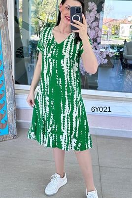 V Yaka Viskon Elbise