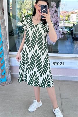 V Yaka Viskon Elbise