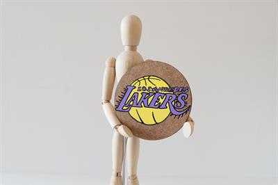 Duralit Üzerine Akrilik Boya Resim - 10 cm Çapında - Resim + Şövale Bir Arada - Basketbol Takımı: Losangeles Lakers