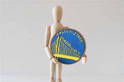 Duralit Üzerine Akrilik Boya Resim - 10 cm Çapında - Resim + Şövale Bir Arada - Basketbol Takımı: Golden State