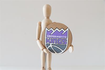 Duralit Üzerine Akrilik Boya Resim - 10 cm Çapında - Resim + Şövale Bir Arada - Basketbol Takımı: Sacramento Kings