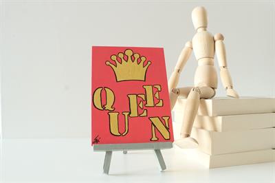 Duralit Üzerine Akrilik Boya Resim - 10,3cm x 14cm - Resim + Şövale Bir Arada - Queen