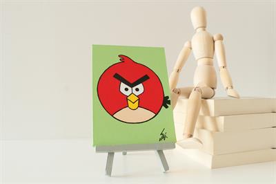 Duralit Üzerine Akrilik Boya Resim - 10,3cm x 14cm - Resim + Şövale Bir Arada - Angry Birds