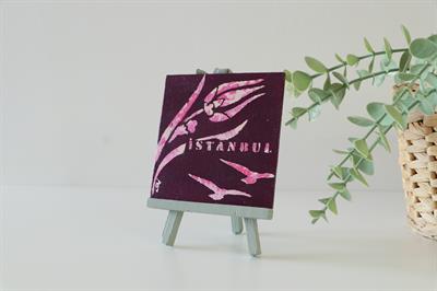 Duralit Üzerine Akrilik Boya Resim - 10cm x 10cm - Resim + Şövale Bir Arada - İstanbul ve Lale 3