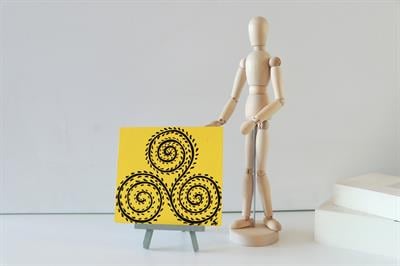 Duralit Üzerine Akrilik Boya Resim - 14cm x 16.5cm - Resim + Şövale Bir Arada - Desen 2: Sembol