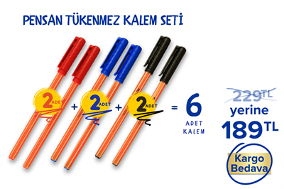 Pensan Tükenmez Kalem Seti 2 adet kırmızı 2 adet mavi 2 adet siyak Renk - Kargo Bedava