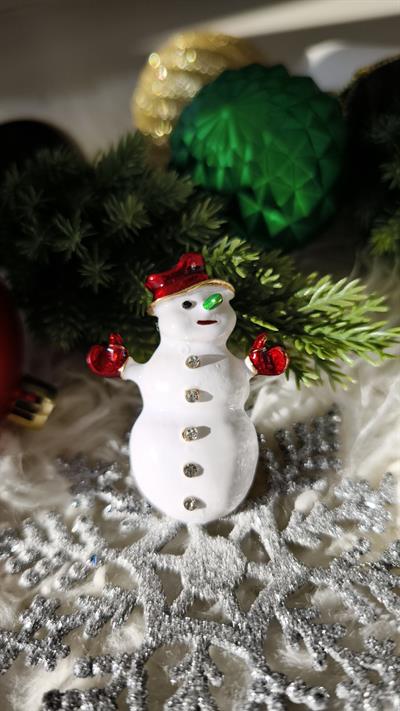  Beyaz Kardan Adam Yılbaşı Broş