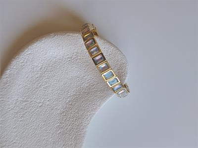  Yanar Döner Taş Sıralı Gold Kenarlı Lastik Bileklik