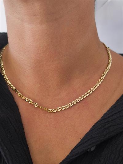 Altın Kaplama Dizi Ezme Plaka Kolye (46CM)