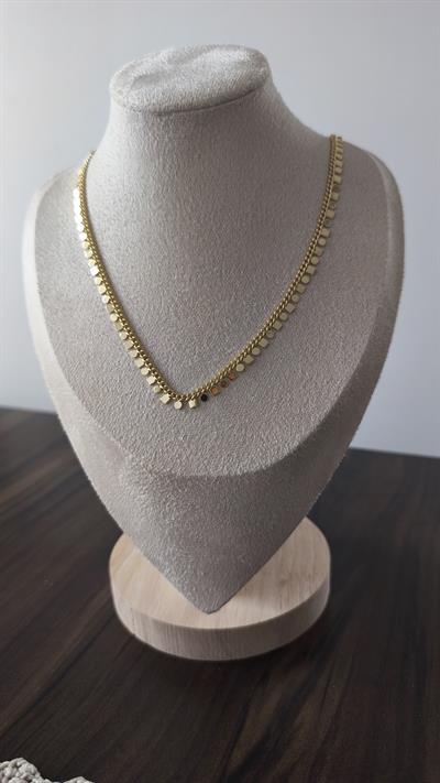 Altın Kaplama Kare Yuvarlak Pul Sallantılı Zincir Kolye 