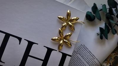 Altın Kaplama Plaka Çiçek Küpe 