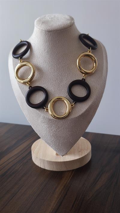 Altın Kaplama Sıralı Halka Kolye(54cm)