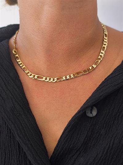 Altın Kaplama Üç Artı Bir Zincir Kolye 45 cm 