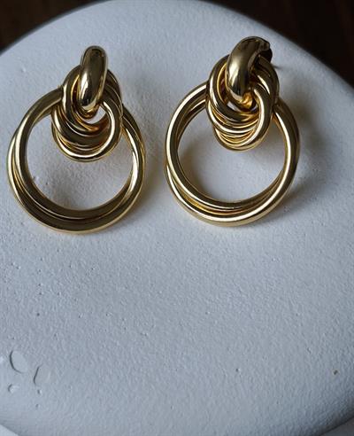 Asimetrik İç İçe Geçmeli Vintage Halka Küpe