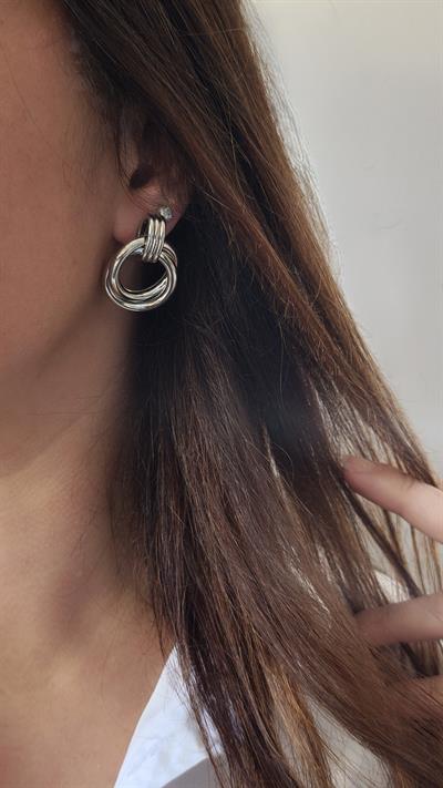 Asimetrik Üçlü İç İçe Sarmalı Halka Küpe