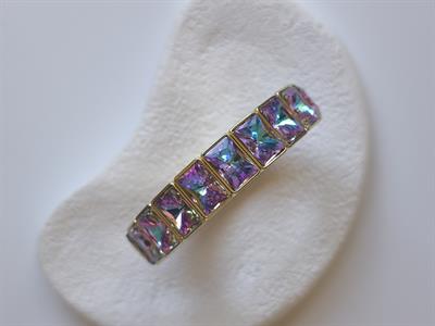 Dikdörtgen Renkli Kristal Taşlı Porselen Lastik Bileklik 