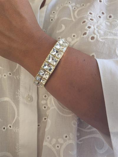 Dikdörtgen Renkli Kristal Taşlı Porselen Lastik Bileklik 