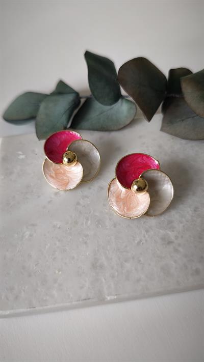 Gold Detaylı Çiçek Küpe