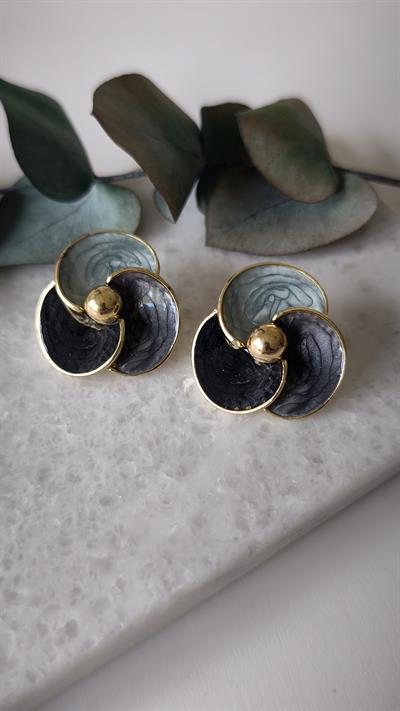 Gold Detaylı Çiçek Küpe