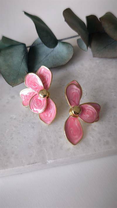 Gold Detaylı Yarım Lotus Çiçeği Küpe