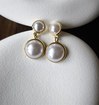 Gold Kenarlı İkili İnci Küpe