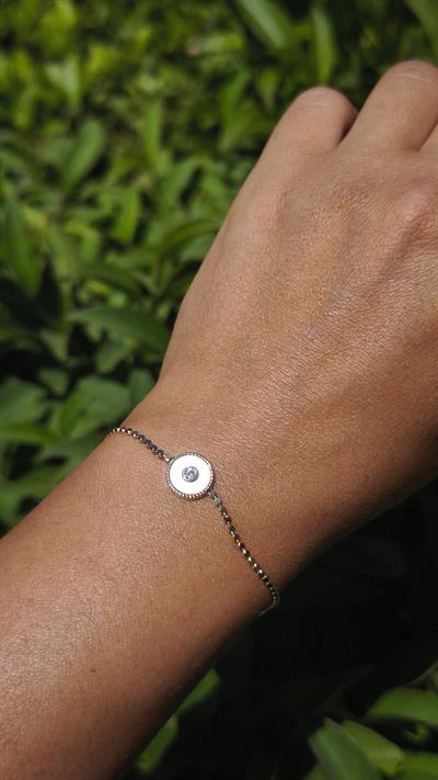 Gold Pul Zincirli Sedefli Halka Detaylı Bileklik