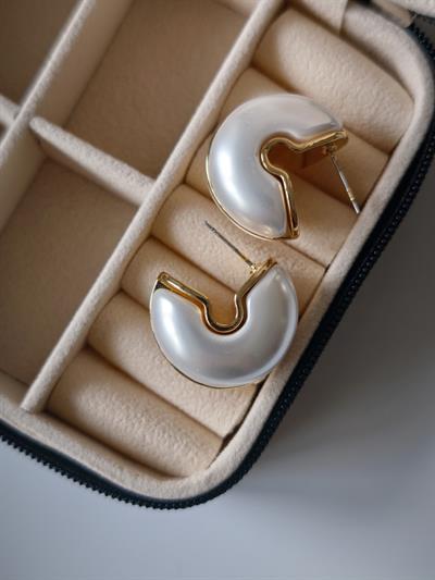 Gold ve İnci Halka Küpe