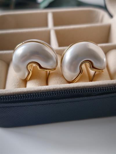 Gold ve İnci Halka Küpe