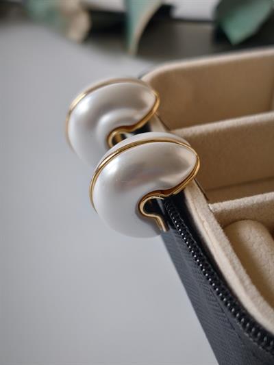 Gold ve İnci Halka Küpe