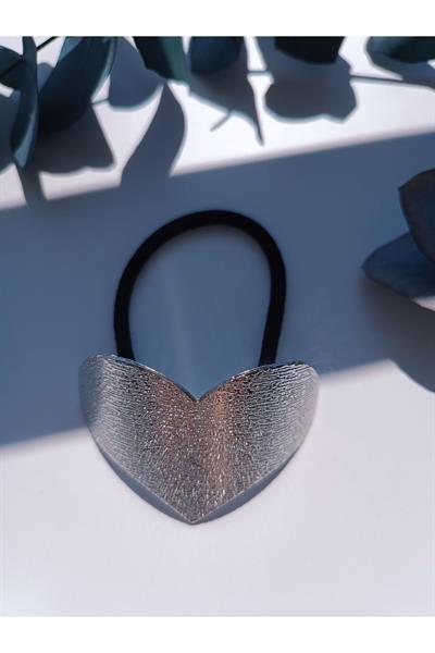 Gold ve Silver Kendinden Desenli Kalp Lastik Toka