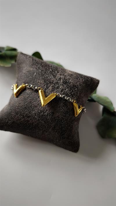 Gold ve Silver Renkte V Şekilli Bileklik
