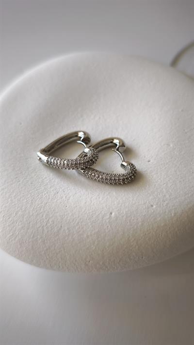 Gömme Zirkon Taşlı Kalp Küpe