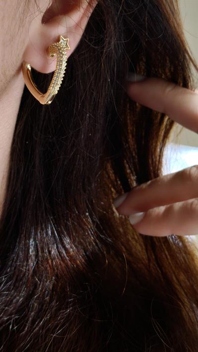 Gömme Zirkon Taşlı Kalp Küpe