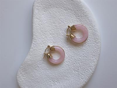 Hareli Gold Kenarlı Minimal Halka Küpe