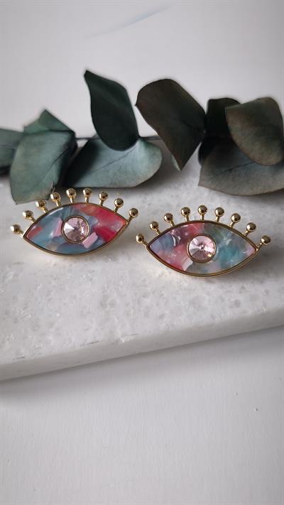 Hareli Kemik Göz Küpe