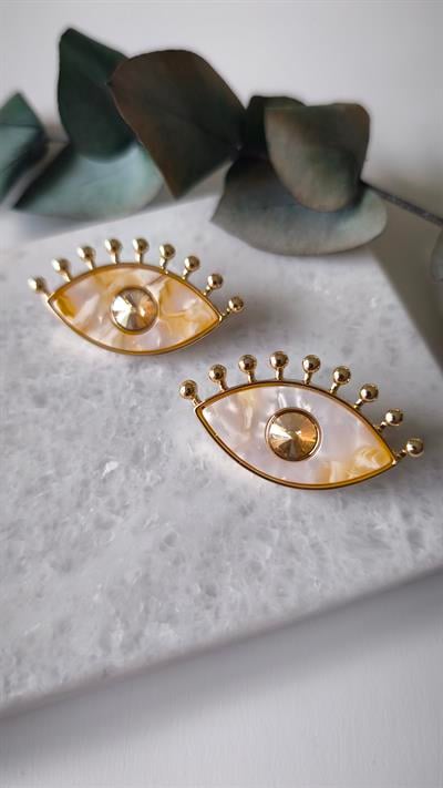 Hareli Kemik Göz Küpe