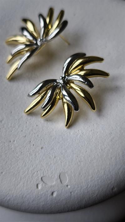 İki Renkli Yarım Lotus Küpe