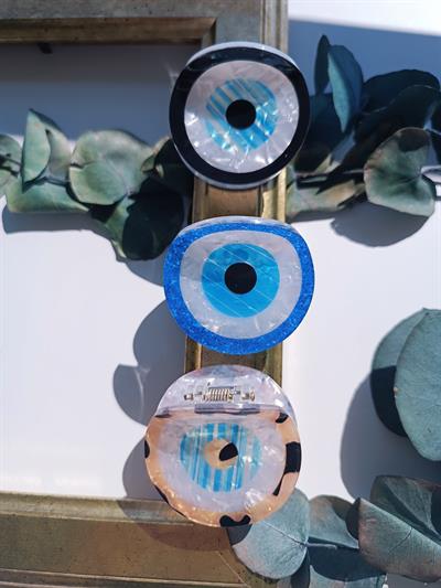 Kahve Çerçeveli Hareli Göz Mandal Toka