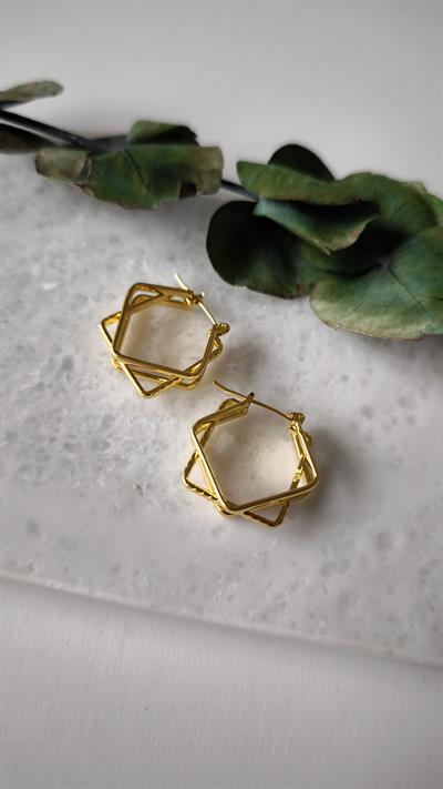 Kare Model 3lü Görünüm Küpe