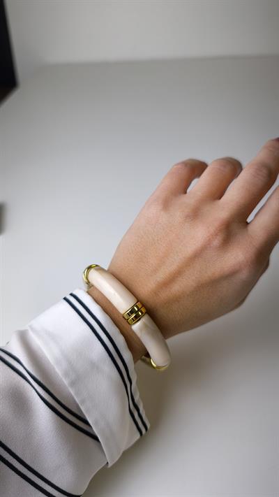 Kemik Gold Detay Bordo Lastikli Bileklik