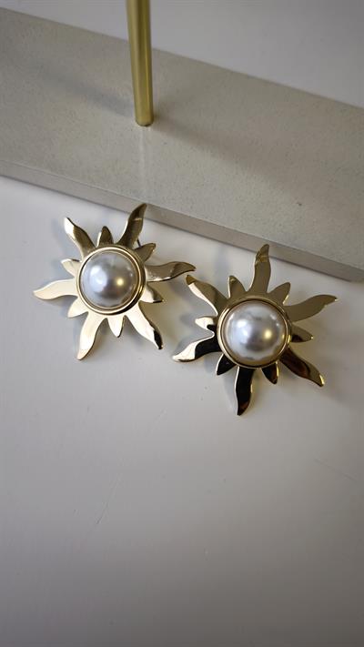 Kırmızı Renk Plaka Detay Güneş Figür Küpe