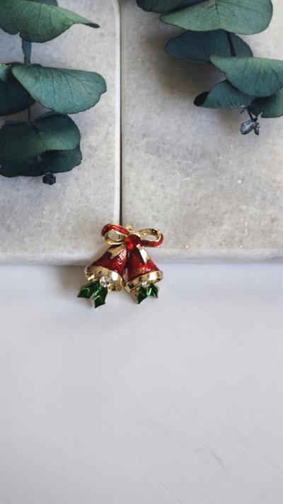 Kırmızı Yeşilli Çan Yılbaşı Broş