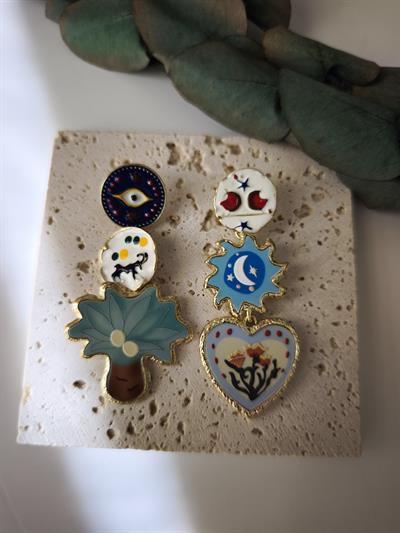 Marka Model Reçine Figürlü Renkli Sallantılı Küpe