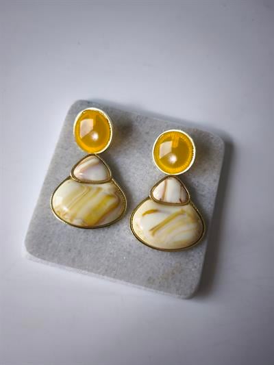 Mermer Görünüm Detay Sallantılı Marka Küpe 