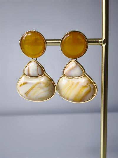 Mermer Görünüm Detay Sallantılı Marka Küpe 